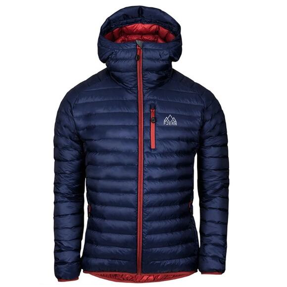 Fjern AKTIV Down Hooded Feather Puffer Jacket Navy Rust Medium
